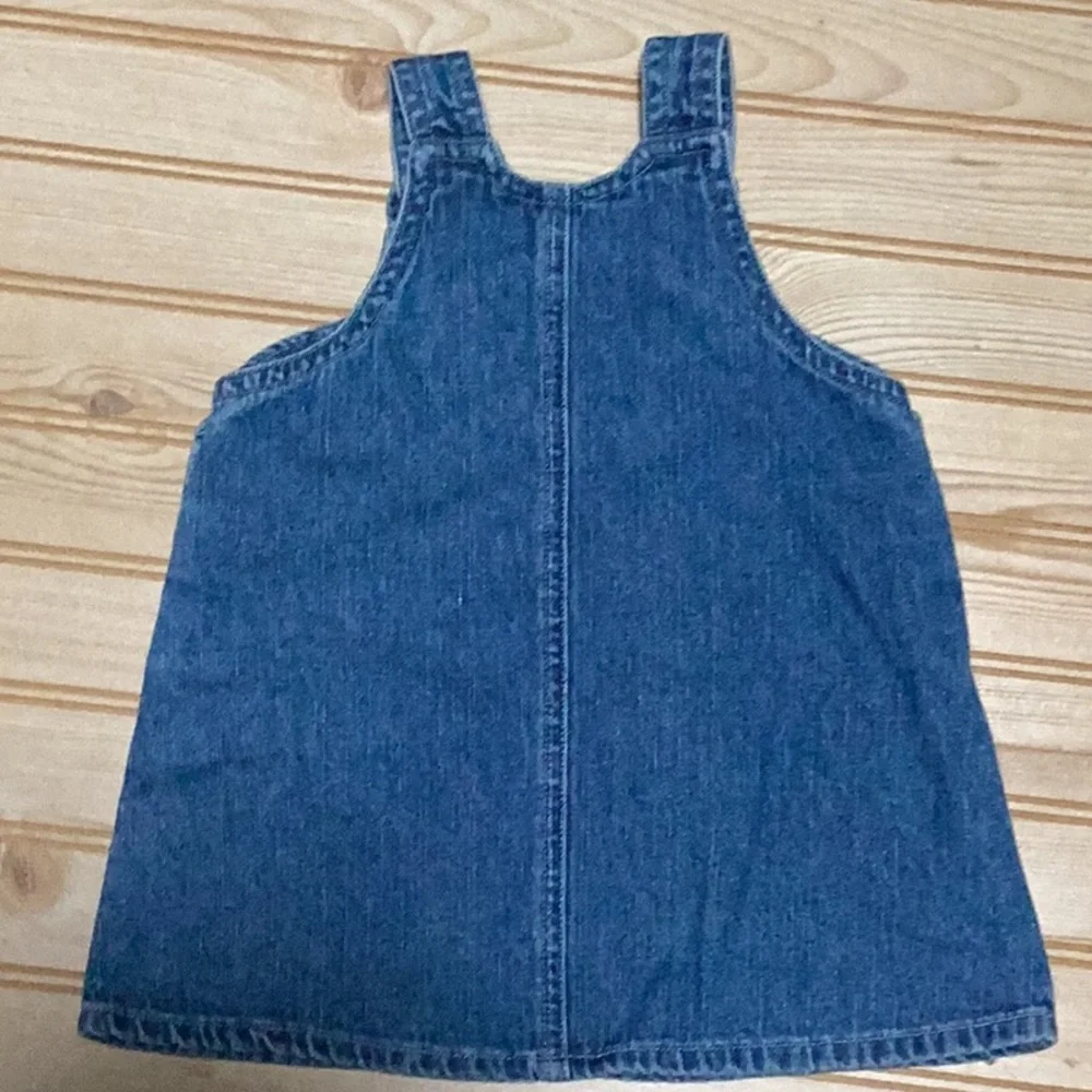 Vintage OshKosh B’Gosh Embroidered‎ Lamb Alphabet Blue Jean Denim Dress Jumper